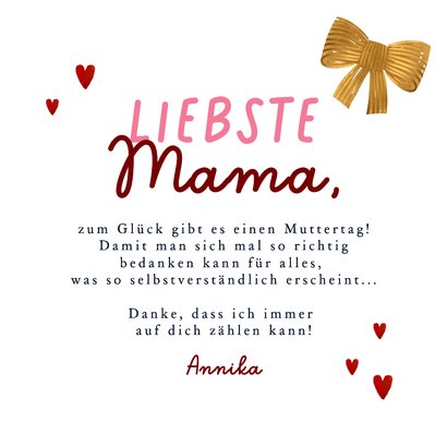 Muttertagskarte Geschenk Schleife rosa gestreift 3