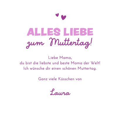 Muttertagskarte 'Ich brauche keine KI' Spruch Herzen Lila 3