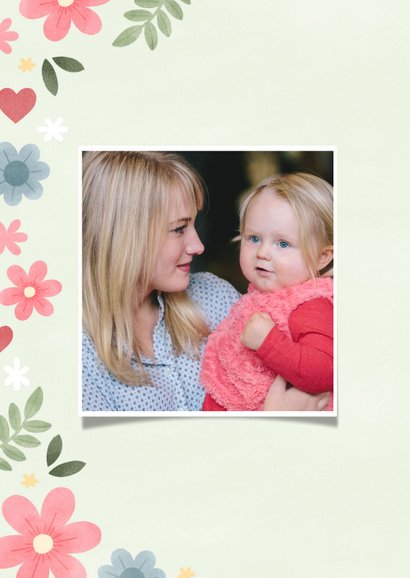 Muttertagskarte pastell mit Foto und Blumen 2