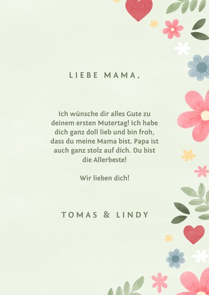 Muttertagskarte pastell mit Foto und Blumen 3