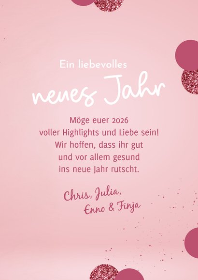 Neujahrs-Fotogrußkarte Fotocollage pink 3