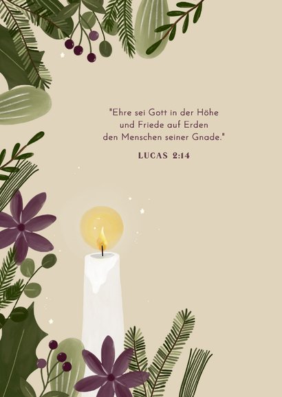 Neujahrsgrußkarte christlich mit Taube und Kerze 2