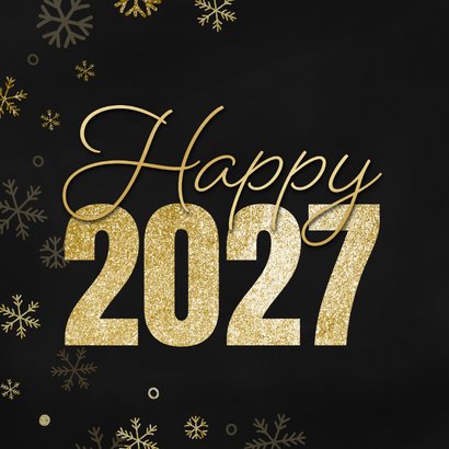 Neujahrskarte 2027 Glitzer goldene Schneeflocken 2