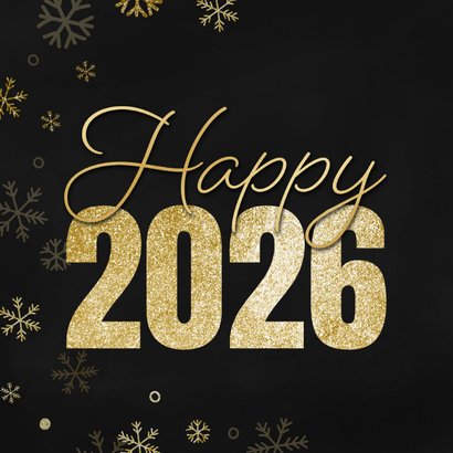 Neujahrskarte 2027 Glitzer goldene Schneeflocken 2