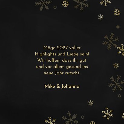 Neujahrskarte 2027 Glitzer goldene Schneeflocken 3