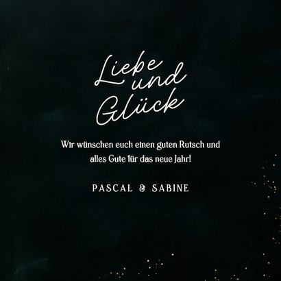 Neujahrskarte 3D Goldherz KreidetafelLiebe und Glück 3