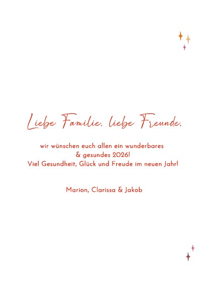 Neujahrskarte bunte 2026 Beige mit Sternchen 3