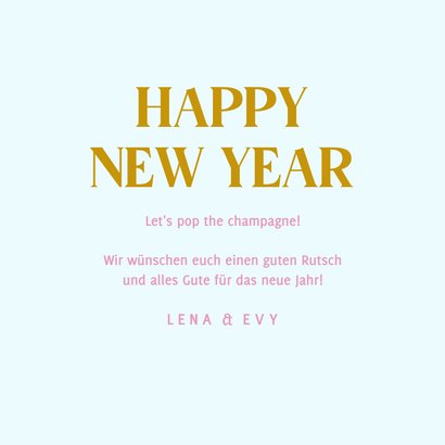 Neujahrskarte Champagnerflasche in Pink 3