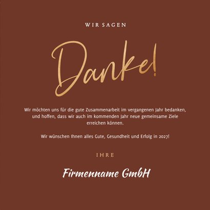 Neujahrskarte 'Danke' rostbraun 3