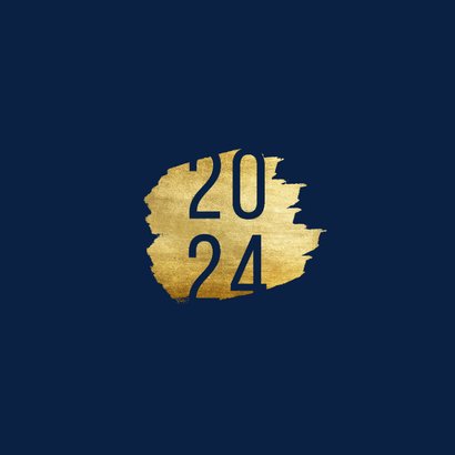 Neujahrskarte dunkelblau mit 2024 auf Gold 2