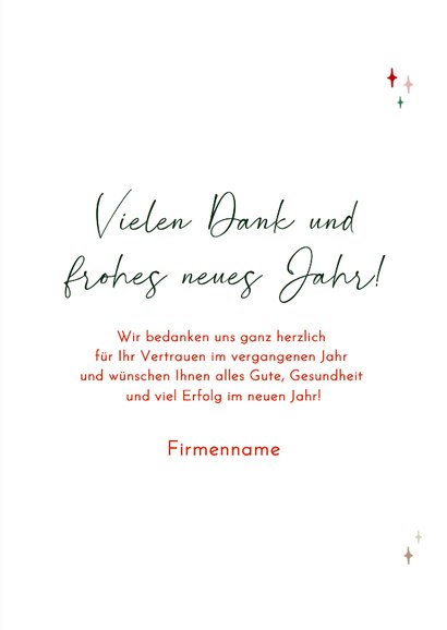 Neujahrskarte dunkelgrün Sternchen Firma 2027 bunt 3