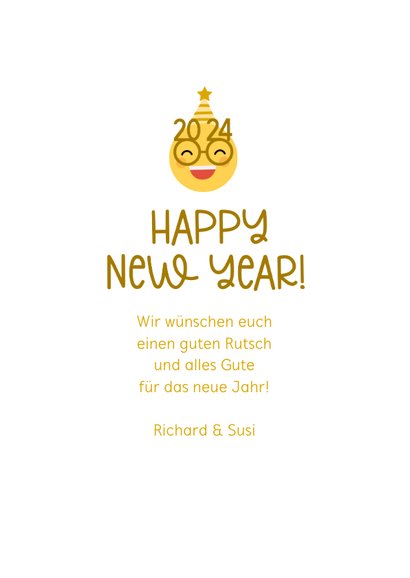 Neujahrskarte Emoji mit Brille und 2024 3