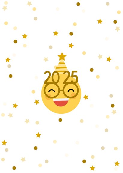 Neujahrskarte Emoji mit Brille und 2025 2