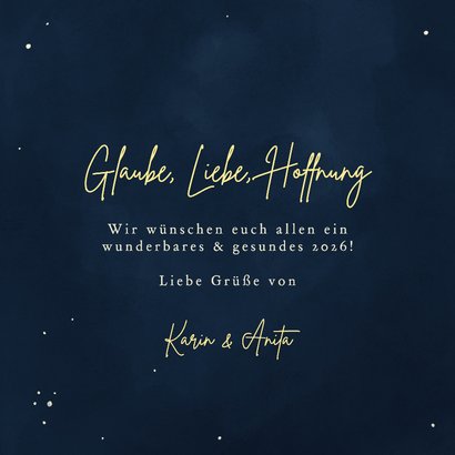 Neujahrskarte Engel mit Stern dunkelblau christlich 3