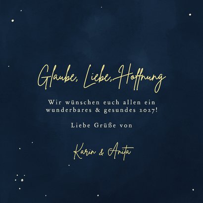 Neujahrskarte Engel mit Stern dunkelblau christlich 3