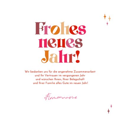 Neujahrskarte Firma bunt Schriftzug Sternchen 3