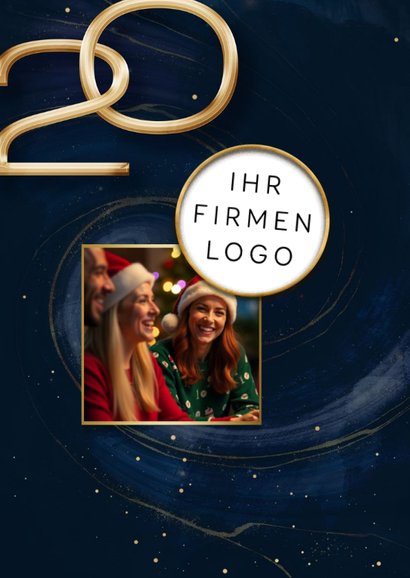 Neujahrskarte Firma Logo 2027 gold blau 2
