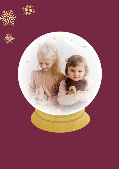 Neujahrskarte Foto in Schneekugel Schneeflocken 2