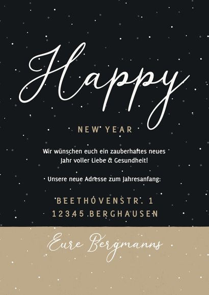 Neujahrskarte 'Happy new Home' Häuserreihe 3