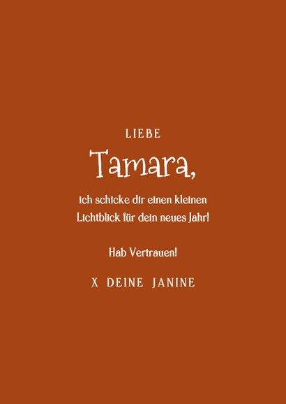 Neujahrskarte 'Lichtblick' Häschen mit Wunderkerze 3