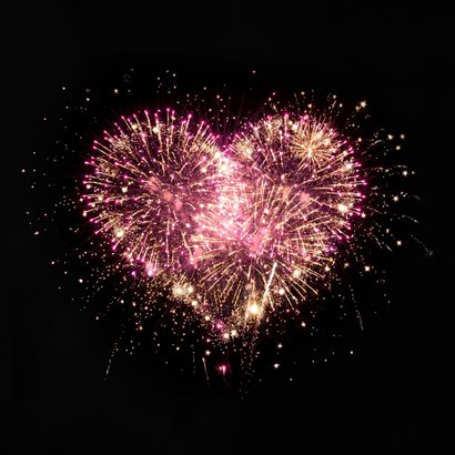 Neujahrskarte Liebe Feuerwerk Rosa Schwarz 2