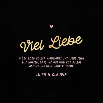 Neujahrskarte Liebe Feuerwerk Rosa Schwarz 3