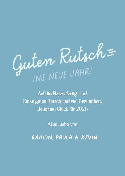 Neujahrskarte lustige Maus auf Schlitten 3