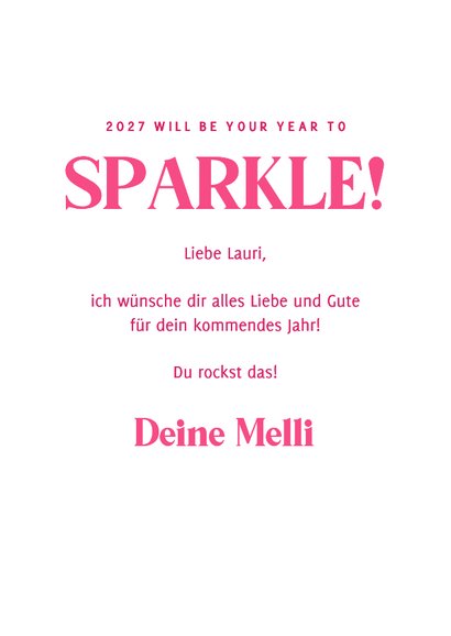 Neujahrskarte lustiger Hund 'Sparkle' auf Rosa 3
