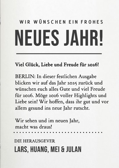 Neujahrskarte Magazin Silvester Hochglanz Zeitschrift 3