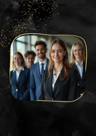 Neujahrskarte Schwarz Foto goldener Rahmen Kleckse 2