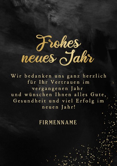 Neujahrskarte Schwarz Foto goldener Rahmen Kleckse 3