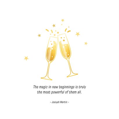 Neujahrskarte Sektgläser & Kleeblätter gold 2