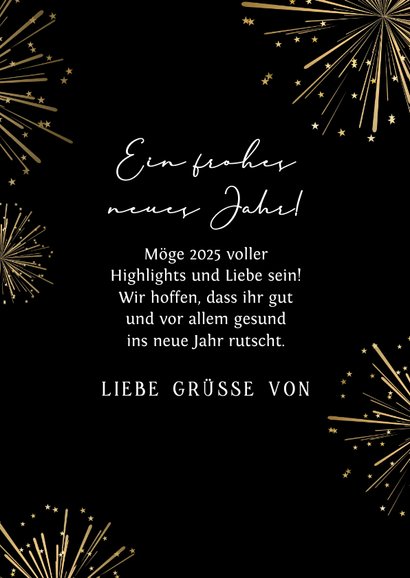 Neujahrskarte Uhr und Feuerwerk 3