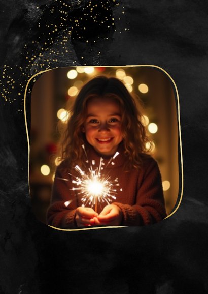 Neujahrskarten Foto goldener Rahmen Schwarz 'Liebevoll' 2