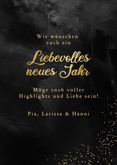 Neujahrskarten Foto goldener Rahmen Schwarz 'Liebevoll' 3