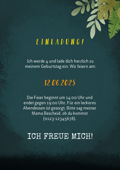 Niedliche Einladung zum Kindergeburtstag mit Dinos und Fotos 3