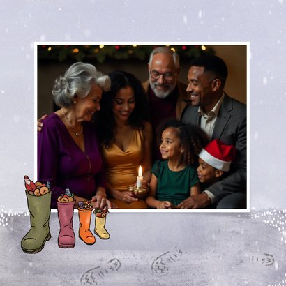 Nikolauskarte 4 Stiefel mit Fußspuren im Schnee 2