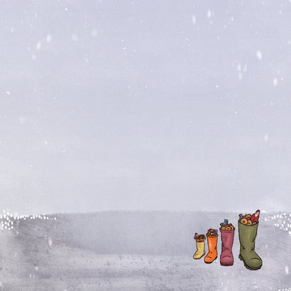 Nikolauskarte 4 Stiefel mit Fußspuren im Schnee Rückseite