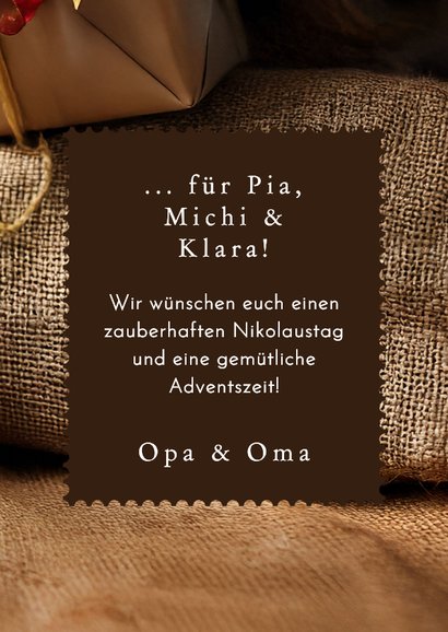 Nikolauskarte Nikolausgruß klitzekleine Maus mit Brief 3