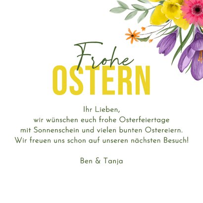 Ostergrußkarte bunte Frühlingsblumen 3
