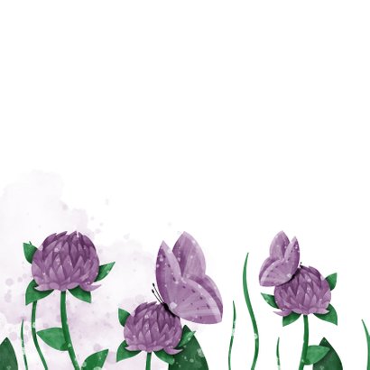 Ostergrußkarte lila Klee & Schmetterlinge 2