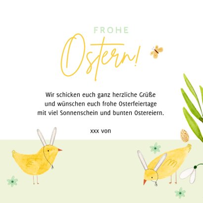 Osterkarte Foto und Küken mit Hasenohren 3
