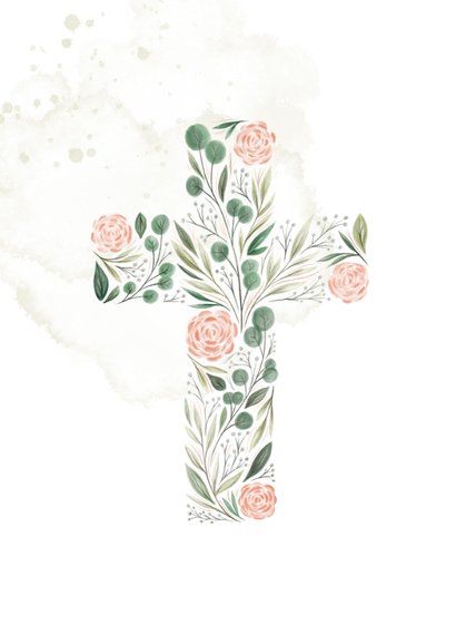 Osterkarte Kreuz mit Rosen 2