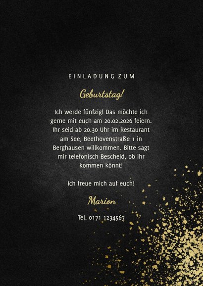 Party-Einladung goldene Typografie und Foto 3