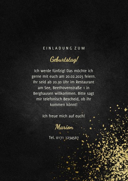 Party-Einladung goldene Typografie und Foto 3