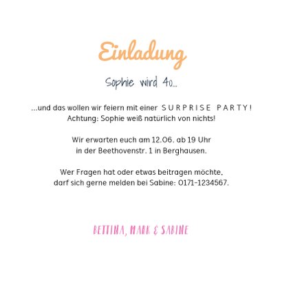 Partyeinladung Surpriseparty mit Foto 3