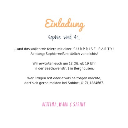 Partyeinladung Surpriseparty mit Foto 3