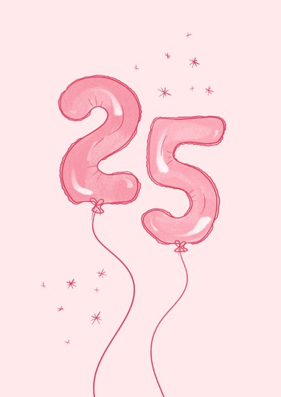 Pinke Geburtstagskarte Luftballon '25' 2