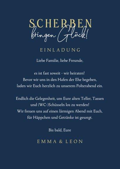 Polterabend Einladungskarte Herz aus Scherben 3