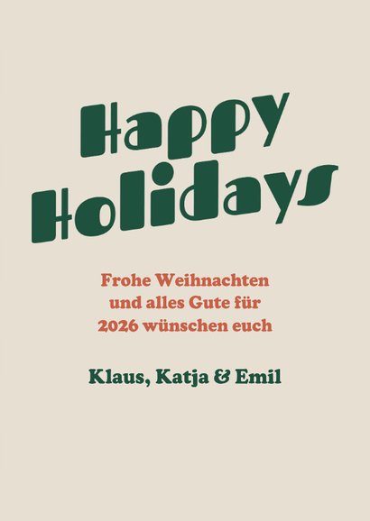 Retro Weihnachtskarte Karomuster Happy Holidays Foto 3